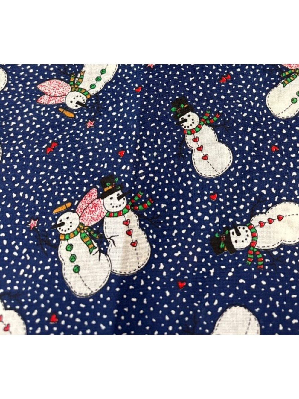 Snowman Print Cotton Fabric 21x22" Blue Festive Winter Design Sewing Quilting Cr
